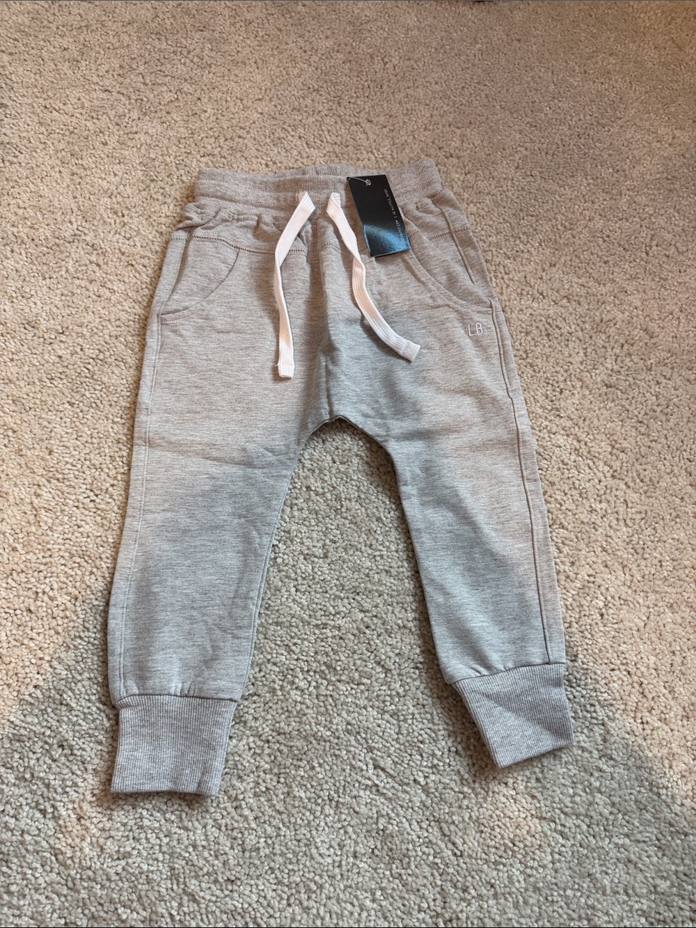 Little Bipsy Light Gray Kids Jogger Pants with White Drawstring